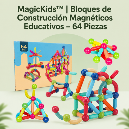 MagicKids™ | Bloques de Construcción Magnéticos Educativos – 64 Piezas