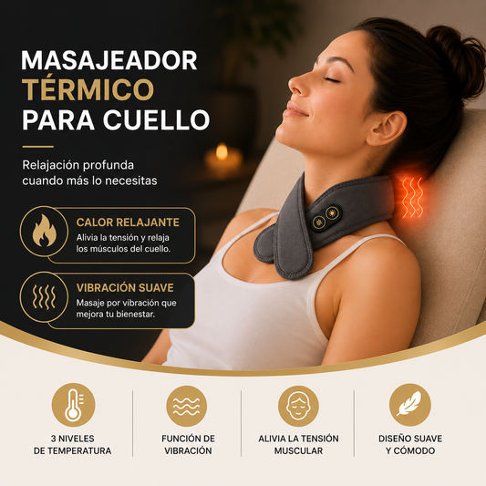 Masajeador Térmico Portátil para Cuello con Vibración USB