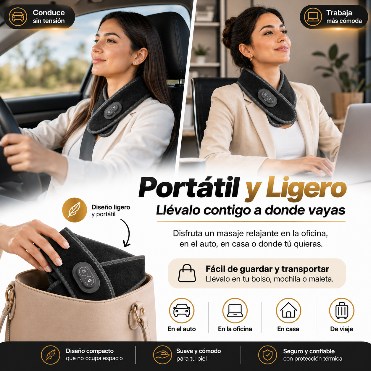 Masajeador Térmico Portátil para Cuello con Vibración USB
