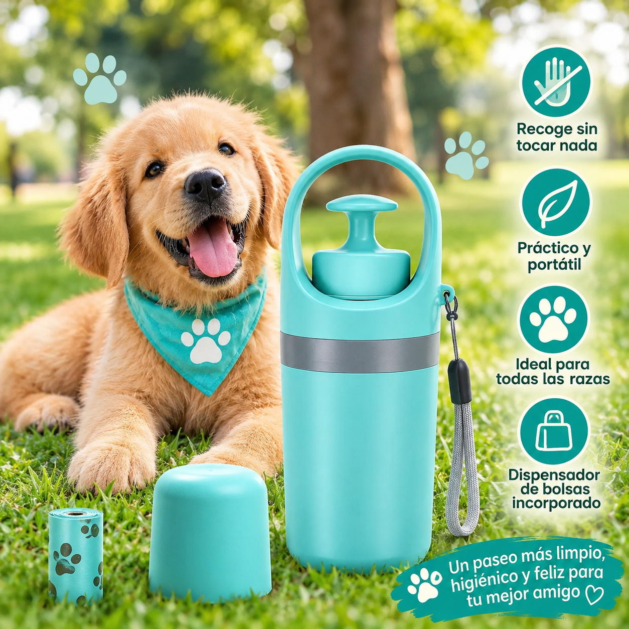 Recogedor Portátil Excrementos mascotas